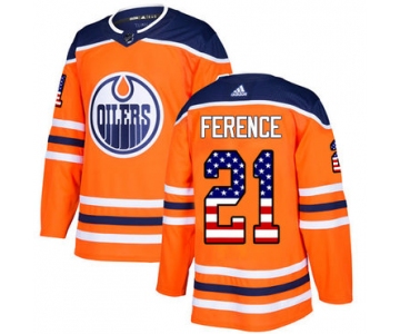 Adidas Edmonton Oilers #21 Andrew Ference Orange Home Authentic USA Flag Stitched NHL Jersey