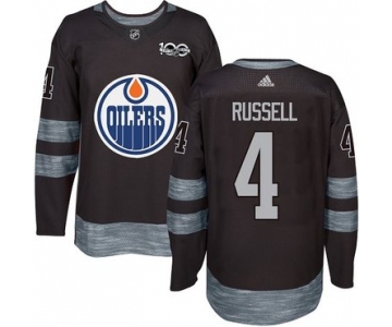 Adidas Edmonton Oilers #4 Kris Russell Black 1917-2017 100th Anniversary Stitched NHL Jersey