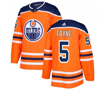 Adidas Edmonton Oilers #5 Mark Fayne Orange Home Authentic Stitched NHL Jersey