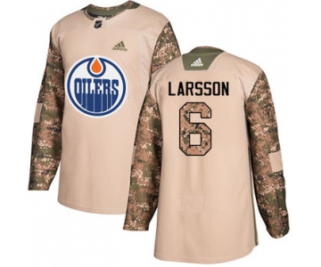 Adidas Edmonton Oilers #6 Adam Larsson Camo Authentic 2017 Veterans Day Stitched NHL Jersey