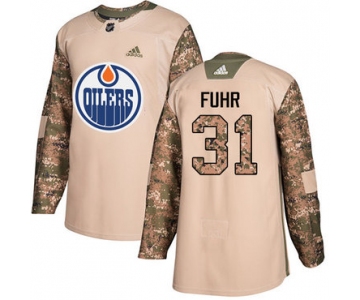 Adidas Oilers #31 Grant Fuhr Camo Authentic 2017 Veterans Day Stitched NHL Jersey
