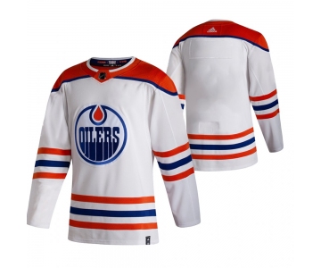 Edmonton Oilers Blank White Men's Adidas 2020-21 Reverse Retro Alternate NHL Jersey