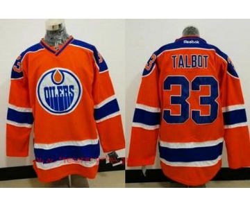 Men's Edmonton Oilers #33 Cam Talbot Orange Stitched NHL Reebok Hockey Jersey