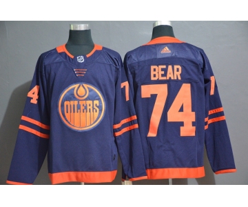 Men's Edmonton Oilers #74 Ethan Bear Navy Blue Adidas Stitched NHL Jersey