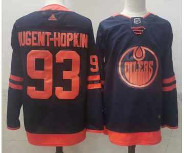 Men's Edmonton Oilers #93 Ryan Nugent Hopkins Navy 50th Anniversary Authentic Jersey