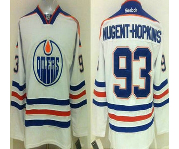 Men's Edmonton Oilers #93 Ryan Nugent-Hopkins Reebok White Away Premier Jersey