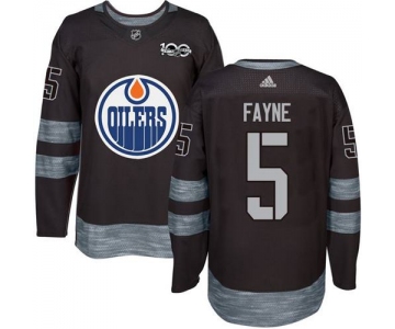 Oilers #5 Mark Fayne Black 1917-2017 100th Anniversary Stitched NHL Jersey