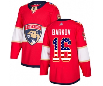 Adidas Panthers #16 Aleksander Barkov Red Home Authentic USA Flag Stitched NHL Jersey