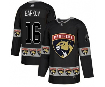 Men's Florida Panthers #16 Aleksander Barkov Black Team Logos Fashion Adidas Jersey