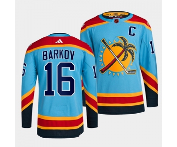 Men's Florida Panthers #16 Aleksander Barkov Blue 2022 Reverse Retro Stitched Jersey