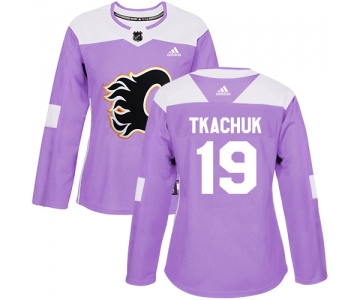 Adidas Calgary Flames #19 Matthew Tkachuk Purple Authentic Fights Cancer Women's Stitched NHL Jersey