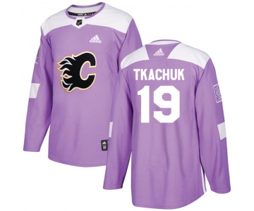 Adidas Flames #19 Matthew Tkachuk Purple Authentic Fights Cancer Stitched Youth NHL Jersey
