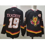 Men's Calgary Flames #19 Matthew Tkachuk Black 2021 Retro Stitched NHL Jersey