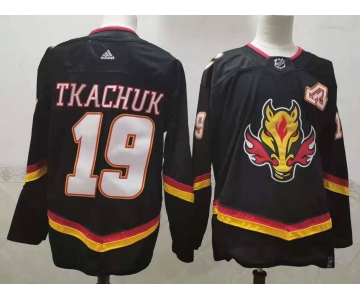 Men's Calgary Flames #19 Matthew Tkachuk Black 2021 Retro Stitched NHL Jersey