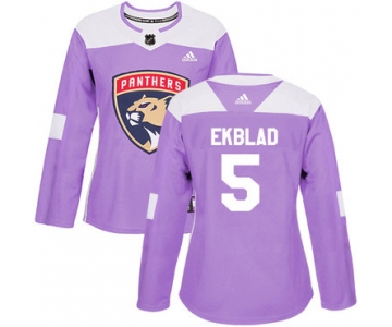 Adidas Florida Panthers #5 Aaron Ekblad Purple Authentic Fights Cancer Women's Stitched NHL Jersey