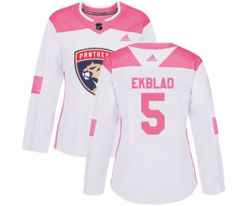 Adidas Florida Panthers #5 Aaron Ekblad White Pink Authentic Fashion Women's Stitched NHL Jersey