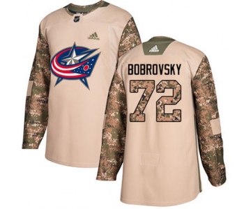 Adidas Blue Jackets #72 Sergei Bobrovsky Camo Authentic 2017 Veterans Day Stitched NHL Jersey