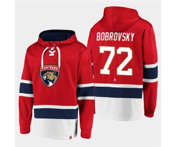 Men's Florida Panthers #72 Sergei Bobrovsky Red Ageless Must-Have Lace-Up Pullover Hoodie