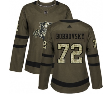 Panthers #72 Sergei Bobrovsky Green Salute to Service Women's Stitched Hockey Jersey