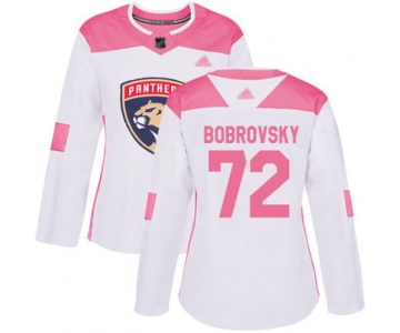 Panthers #72 Sergei Bobrovsky White Pink Authentic Fashion Women's Stitched Hockey Jersey