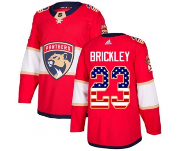Adidas Panthers #23 Connor Brickley Red Home Authentic USA Flag Stitched NHL Jersey