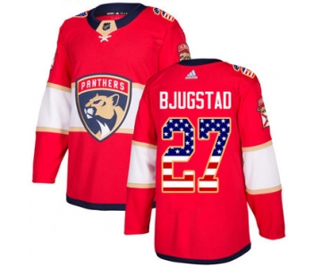 Adidas Panthers #27 Nick Bjugstad Red Home Authentic USA Flag Stitched NHL Jersey