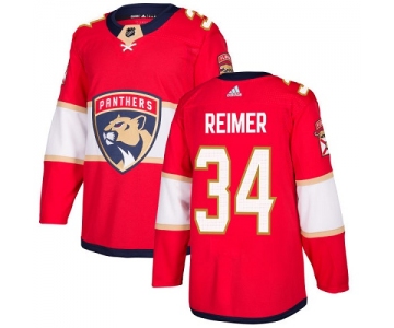 Adidas Panthers #34 James Reimer Red Home Authentic Stitched NHL Jersey