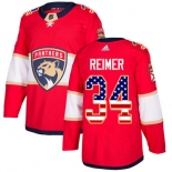 Adidas Panthers #34 James Reimer Red Home Authentic USA Flag Stitched NHL Jersey