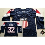 2014 Olympics USA #32 Jonathan Quick Navy Blue Womens Jersey