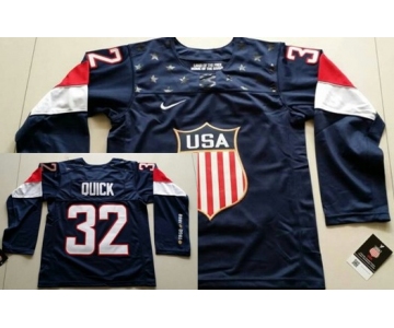 2014 Olympics USA #32 Jonathan Quick Navy Blue Womens Jersey