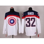 2015 Men's Team USA #32 Jonathan Quick Captain America Fashion White Jersey