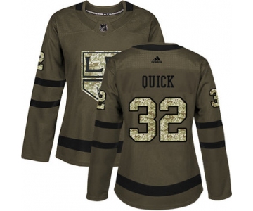 Adidas Los Angeles Kings #32 Jonathan Quick Green Salute to Service Women's Stitched NHL Jersey