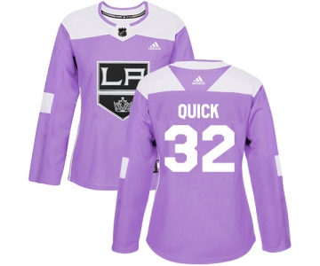 Adidas Los Angeles Kings #32 Jonathan Quick Purple Authentic Fights Cancer Women's Stitched NHL Jersey