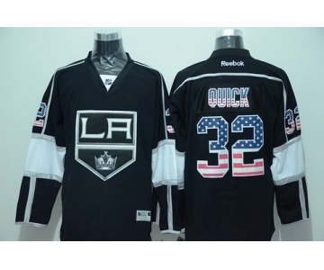 Los Angeles Kings #32 Jonathan Quick Black USA Flag Hockey Jersey