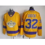 Los Angeles Kings #32 Jonathan Quick Yellow Jersey