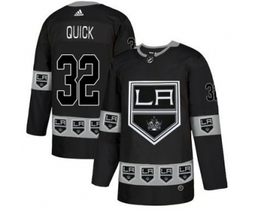 Men's Los Angeles Kings #32 Jonathan Quick Black Team Logos Fashion Adidas Jersey