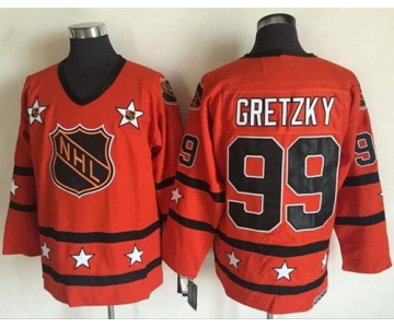 1972-81 NHL All-Star #99 Wayne Gretzky Orange CCM Throwback Stitched Vintage Hockey Jersey