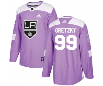 Adidas Kings #99 Wayne Gretzky Purple Authentic Fights Cancer Stitched NHL Jersey