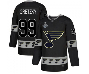 Blues #99 Wayne Gretzky Black Authentic Team Logo Fashion Stanley Cup Champions Stitched Hockey Jersey