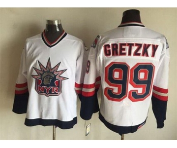 Men's New York Rangers #99 Wayne Gretzky 1996-97 White CCM Vintage Throwback Jersey