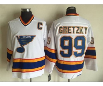 Men's St. Louis Blues #99 Wayne Gretzky 1998-99 White CCM Vintage Throwback Jersey