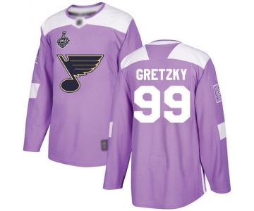 Men's St. Louis Blues #99 Wayne Gretzky Purple Authentic Fights Cancer 2019 Stanley Cup Final Bound Stitched Hockey Jersey