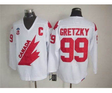 Men's Team Canada #99 Wayne Gretzky 1991 Olympic White CCM Vintage Throwback Jersey