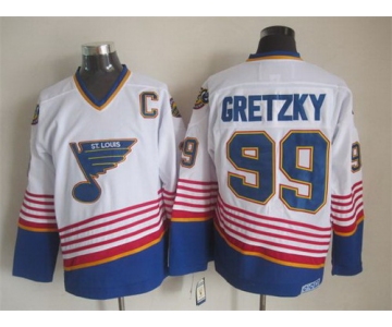 St. Louis Blues #99 Wayne Gretzky 1995 White Throwback CCM Jersey