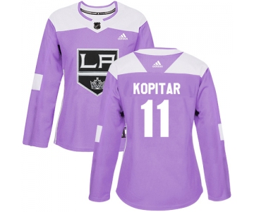 Adidas Los Angeles Kings #11 Anze Kopitar Purple Authentic Fights Cancer Women's Stitched NHL Jersey