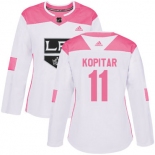 Adidas Los Angeles Kings #11 Anze Kopitar White Pink Authentic Fashion Women's Stitched NHL Jersey