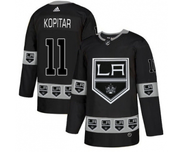 Men's Los Angeles Kings #11 Anze Kopitar Black Team Logos Fashion Adidas Jersey