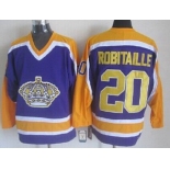 Los Angeles Kings #20 Luc Robitaille Purple With Yellow Throwback CCM Jersey