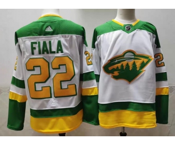 Men's Minnesota Wild #22 Kevin Fiala 2021 White Retro Stitched NHL Jersey