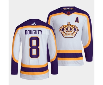 Men's Los Angeles Kings #8 Drew Doughty White 2022 Reverse Retro Stitched Jersey